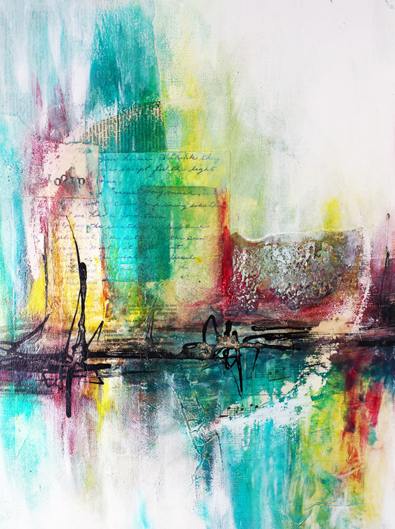 Mixed media workshop kleurrijke collage