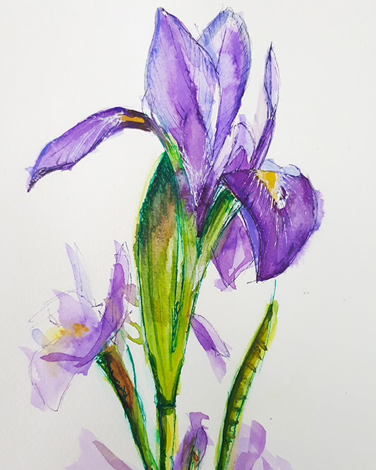 Mixed media workshop Aquarel Iris