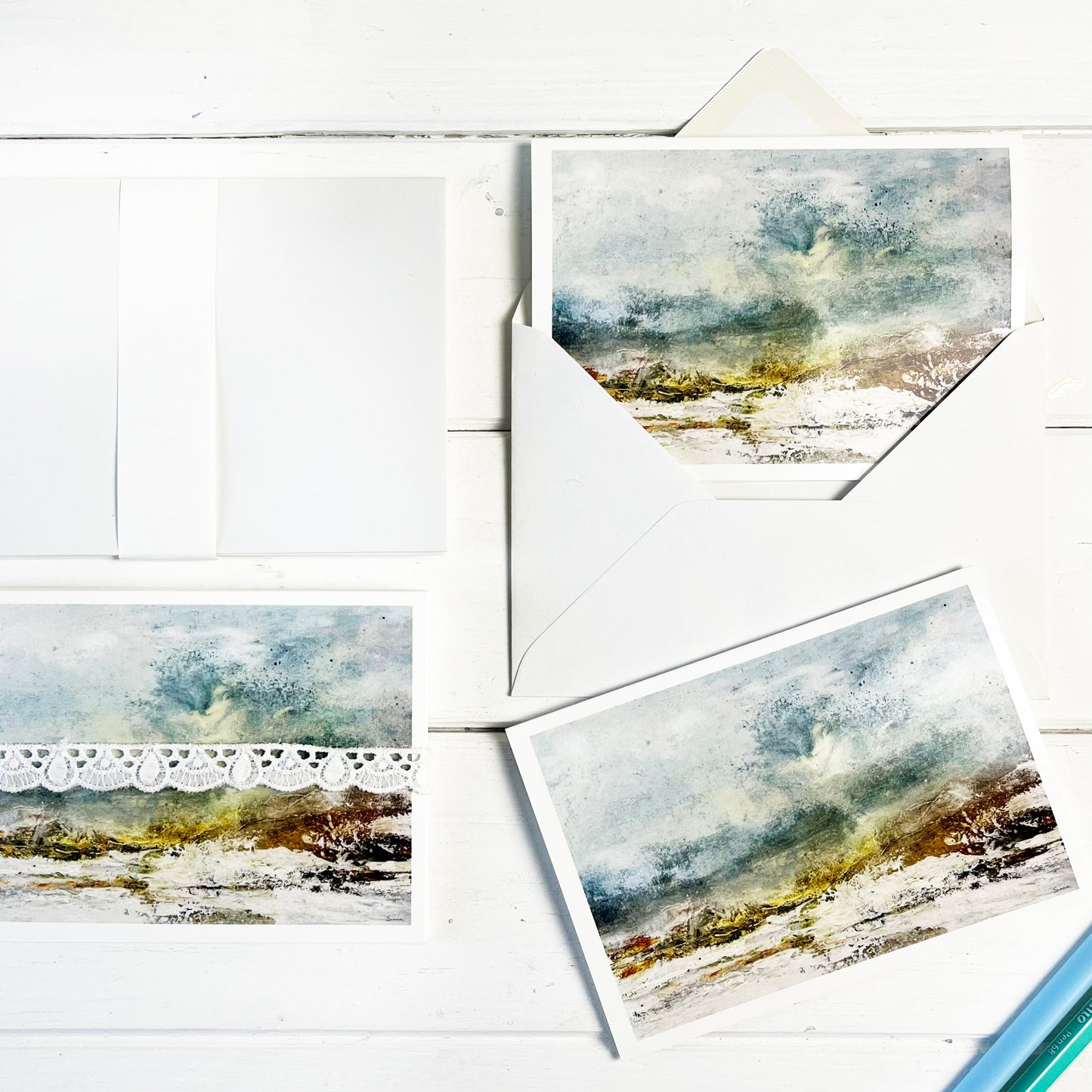 Art cards set of snow landscape
